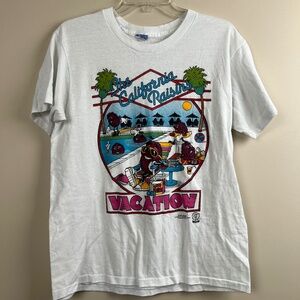 Vintage 1987 California Raisins Vacation White Graphic Tee TShirt Large